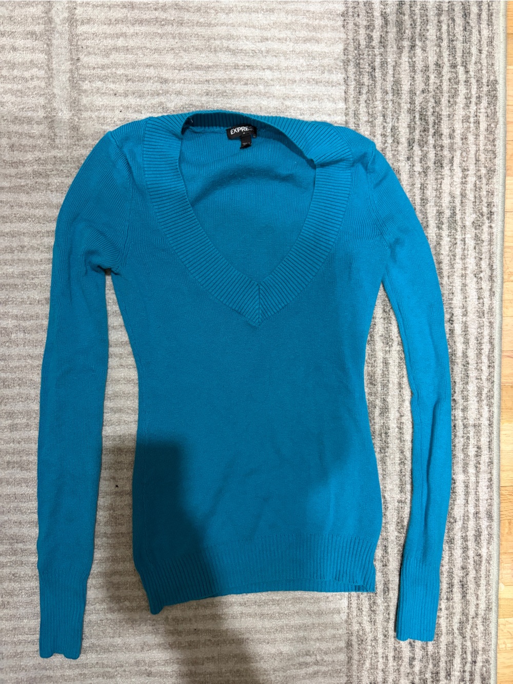 Express Teal Cowl Neck Long-Sleeve Sweater